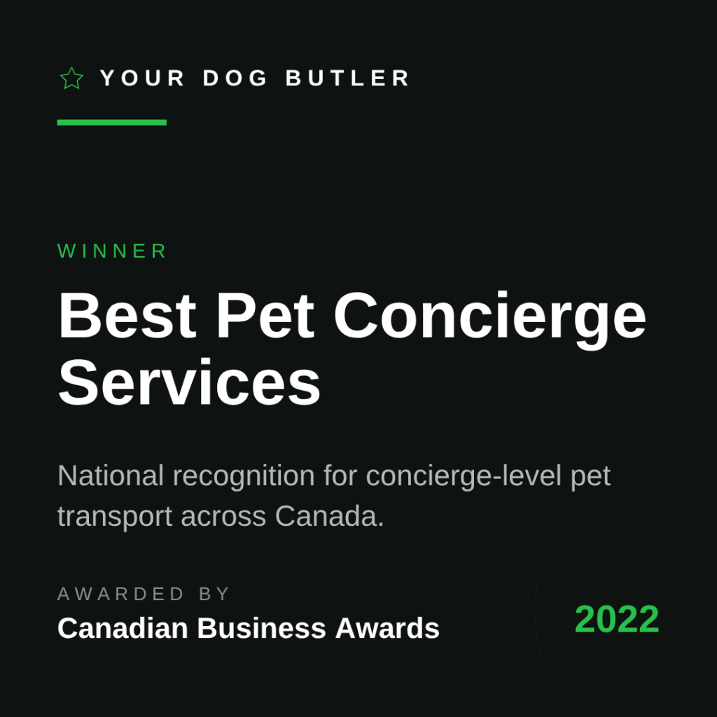 Your Dog Butler — winner of the Canadian Business Award for Best Pet Concierge Services, 2022