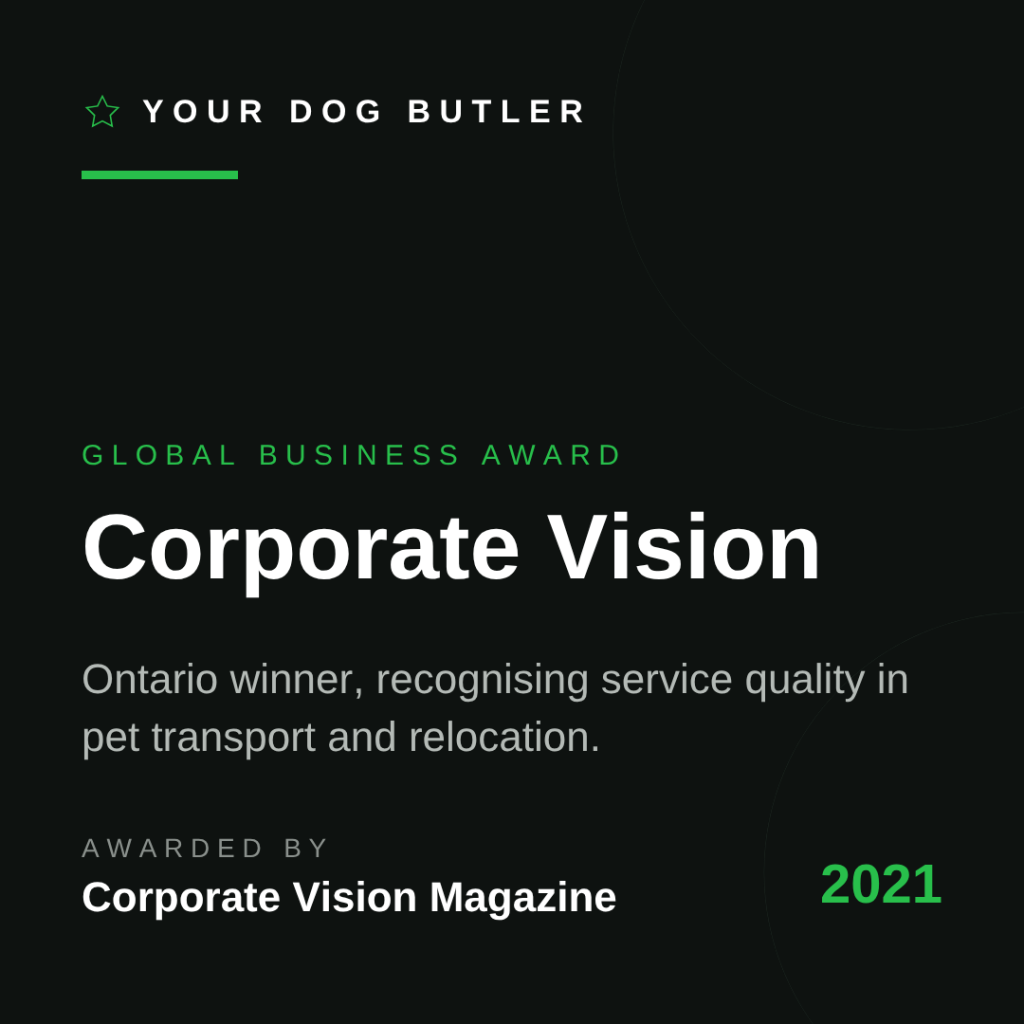 Your Dog Butler — Corporate Vision Global Business Award, Ontario winner 2021